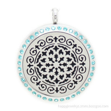 Jenia Stainless Steel Aromatherapy Essential Oil Diffuser Flower Cameo Pendant Locket Necklace